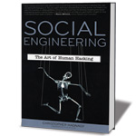 Image of a skeleton with puppet strings under the title of the book Social Engineering: The Art of Human Hacking